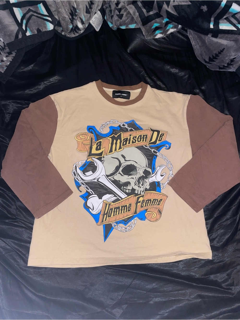 Homme Femme Beige & Brown Graphic Short-Sleeve Tee